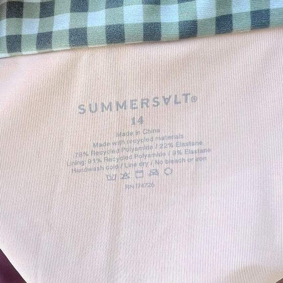 Summersalt The Ruched Backflip Swimsuit - Gingham in Lavender & Ivy, Size 14 - Picture 6 of 10